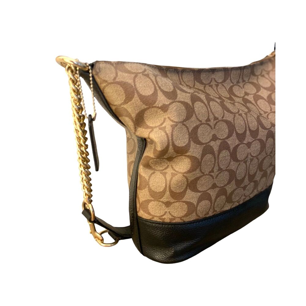 Coach Paxton Duffle Bag Signature Canvas Crossbody Shoulder Gold Chain Leather - Picture 5 of 16